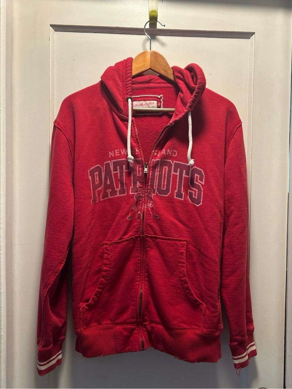 Mitchell & Ness Red Zip Sweatshirt with White Trim
